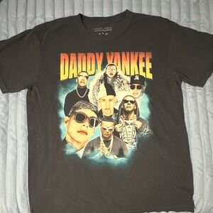 VTG Daddy Yankee Men's T-Shirt Black L Graphic Logo Crew Neck
